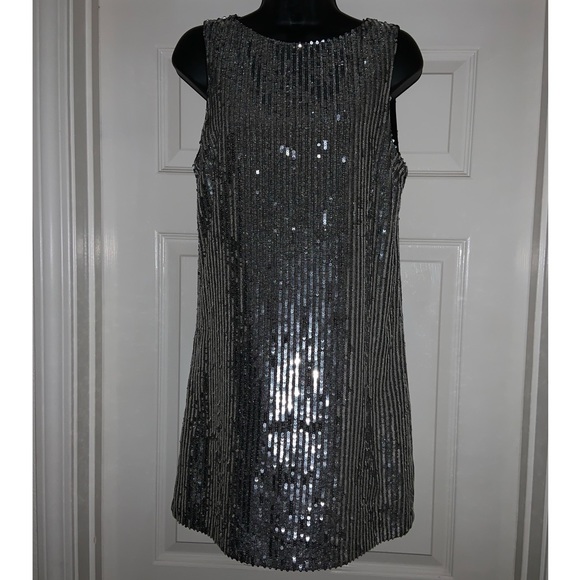 Alice & Olivia Silver Dot Sequined Shift Dress—NWT - Picture 5 of 15